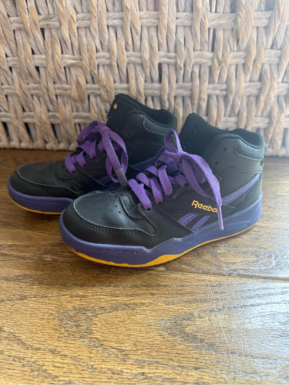 Reebok Kids Black & Purple High-Top Sneakers